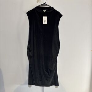 A New Day Women Mock Neck Ruched Velvet Dress Black 1X Party NWT chest 42" Tight